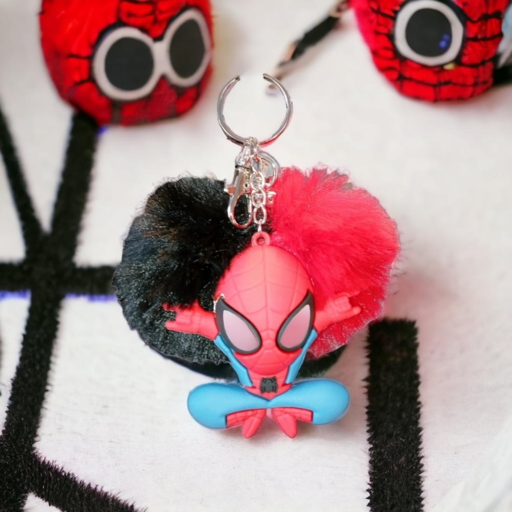 💕 2/$12 Spiderman Pompom Keychain Bag Tag